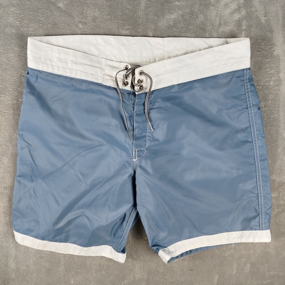 Birdwell Beach Britches Men's Board Shorts Size 35 Swim Trunks Blue USA EUC